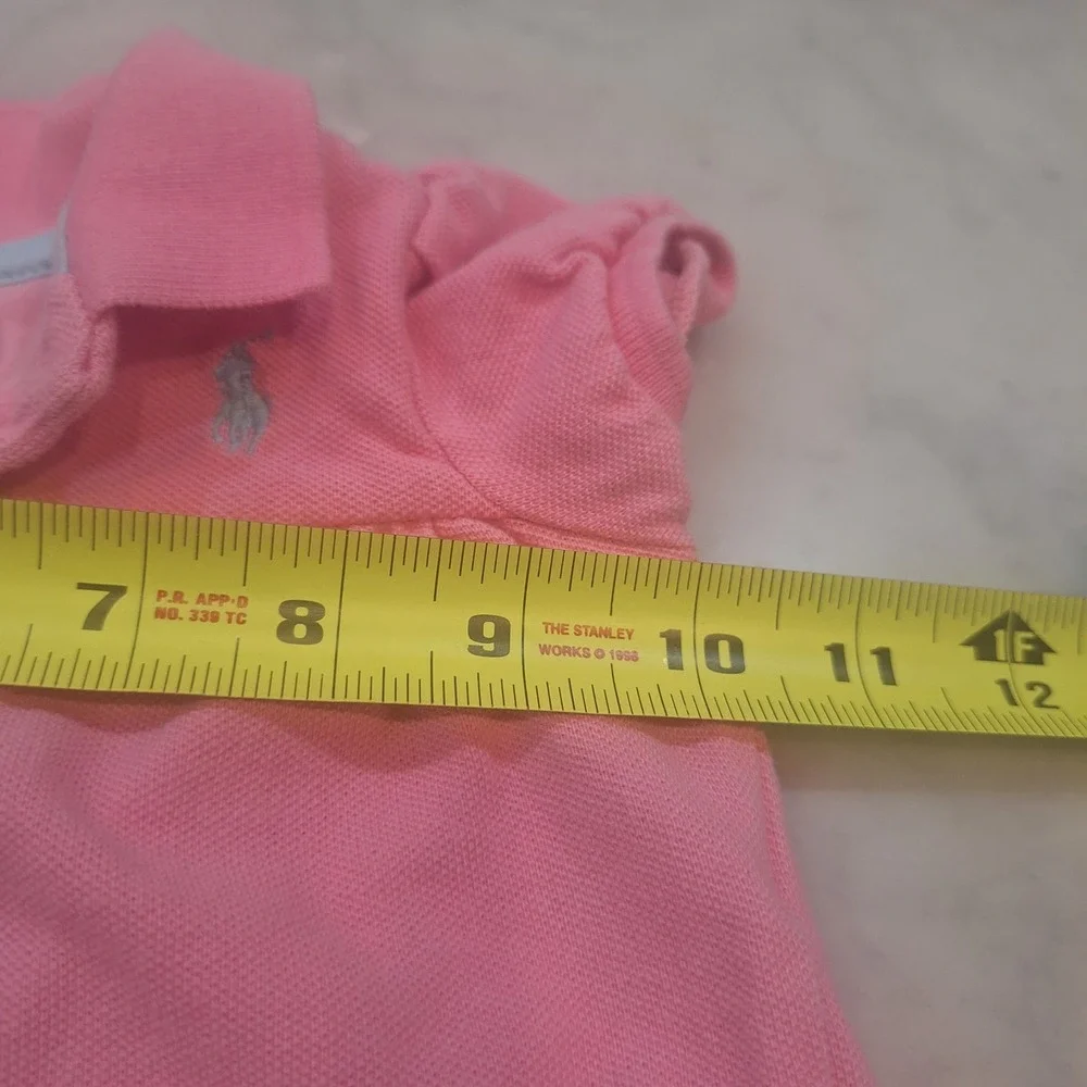 Ralph Lauren Polo Romper Baby‎ Girl Sz 9M Pink Ruffle Piqué One Piece Bubble